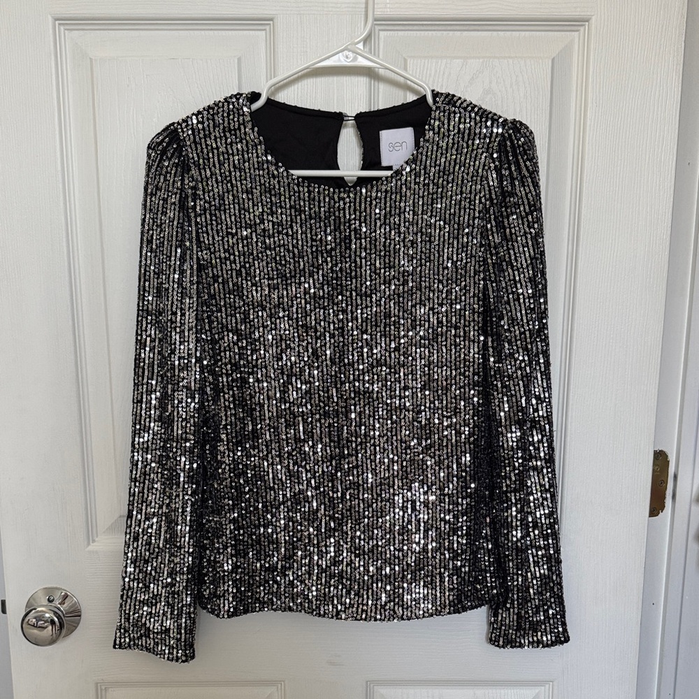 Women's Sen Black Sequin Top